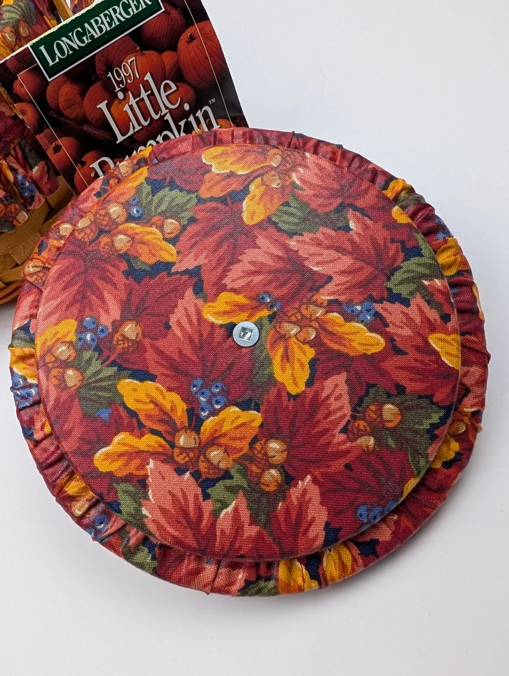 Longaberger Little Pumpkin Basket/Stem Lid/Leaves Liner/Protector, Vintage 1997 - Picture 10 of 10